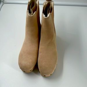 J.Crew pale pink suede clog ankle boots